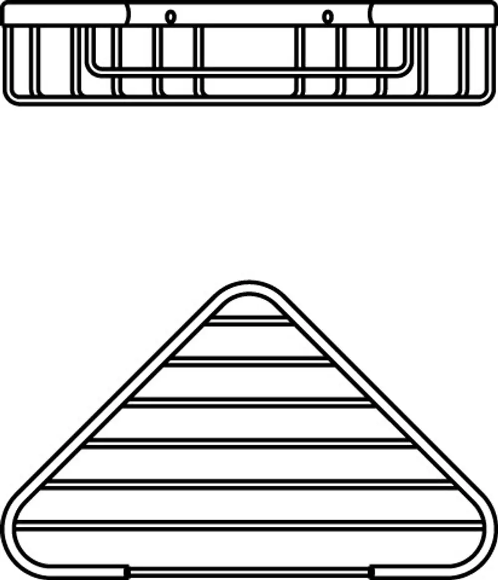 Eck-Seifenkorb aus Chrom mit runder, geschwungener Form und Streifenstruktur, montierbar in Badezimmern. Produkt von Ideal Standard.